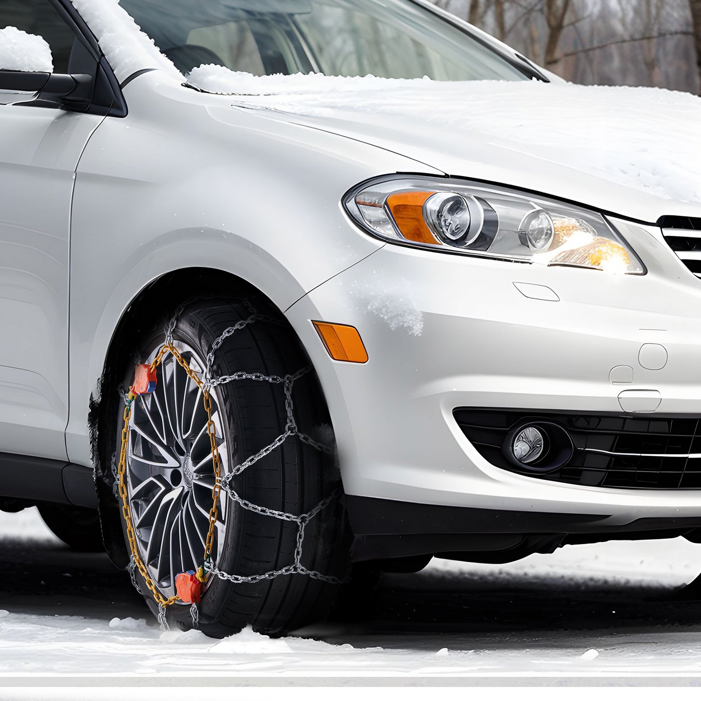 VEVOR Auto Tightening Snow Chains - High-Strength Diamond Mesh for Ultimate Winter Traction & Safety, Durable Manganese Alloy Steel, Universal Fit for Various Tire Sizes