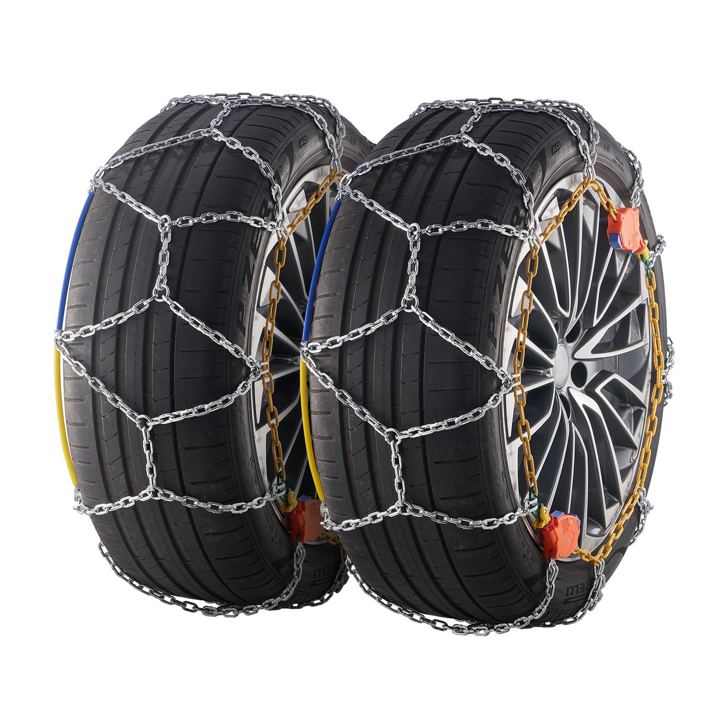 VEVOR Auto Tightening Snow Chains - High-Strength Diamond Mesh for Ultimate Winter Traction & Safety, Durable Manganese Alloy Steel, Universal Fit for Various Tire Sizes
