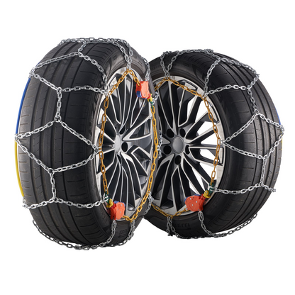 VEVOR Auto Tightening Snow Chains - High-Strength Diamond Mesh for Ultimate Winter Traction & Safety, Durable Manganese Alloy Steel, Universal Fit for Various Tire Sizes