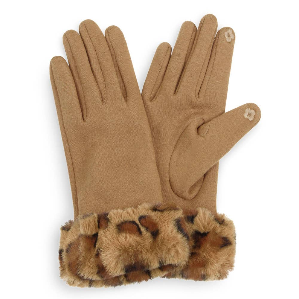 Leopard Faux Fur Texting Gloves - Stay Warm & Stylish