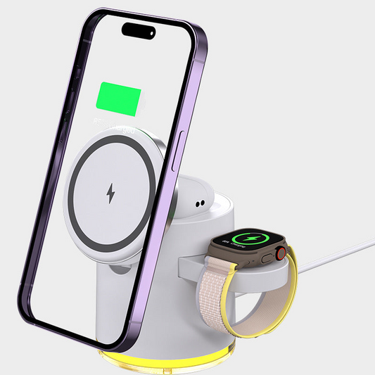 CLINGOMATIC 3-in-1 Wireless Charging Station with Halo Light – Fast, Safe & Stylish Charging for iPhone, Apple Watch & AirPods