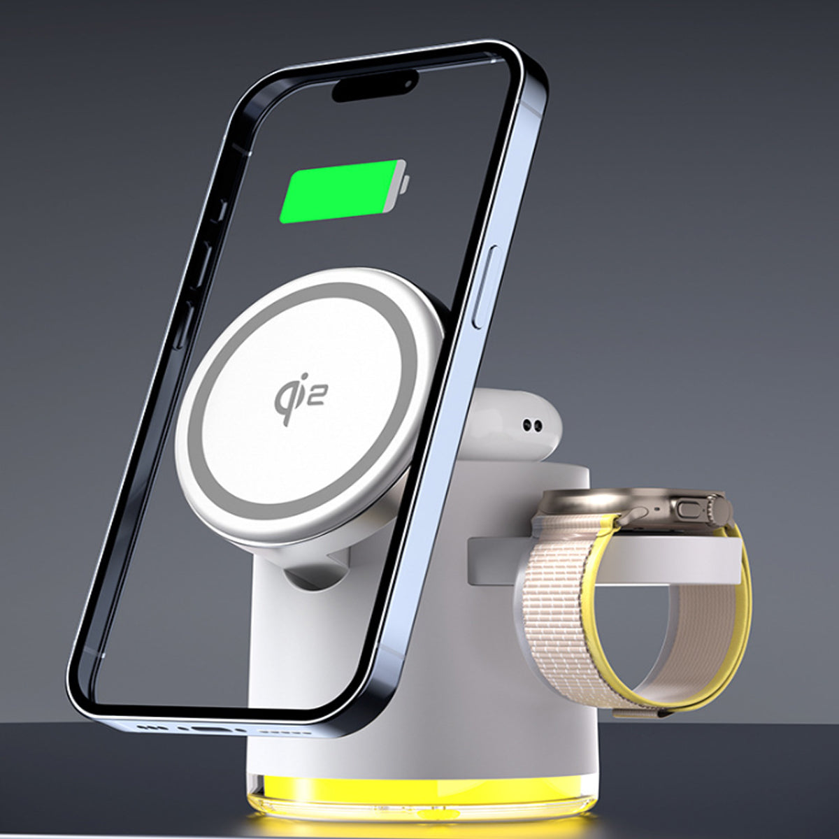 CLINGOMATIC 3-in-1 Wireless Charging Station with Halo Light – Fast, Safe & Stylish Charging for iPhone, Apple Watch & AirPods