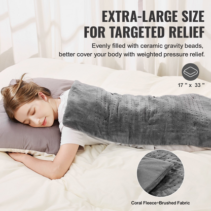 VEVOR Weighted Heating Pad 17x33in | 6.8lbs Electric Heat Pad for Pain Relief | Dual Therapy Options | Soft & Skin-Friendly | Perfect Gift