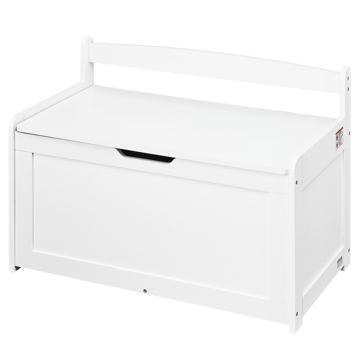 VEVOR Wooden Toy Chest for Kids - Flip-Top Lid, Safety Hinge, Large Storage Bench - White