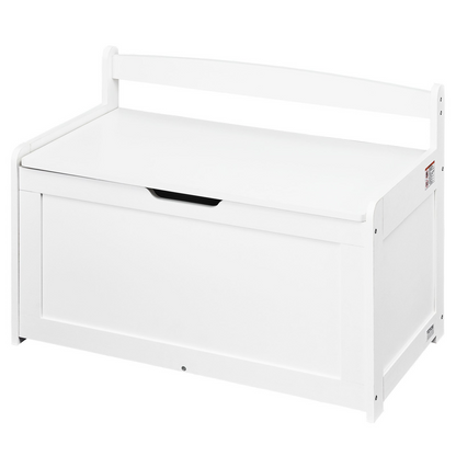 VEVOR Wooden Toy Chest for Kids - Flip-Top Lid, Safety Hinge, Large Storage Bench - White