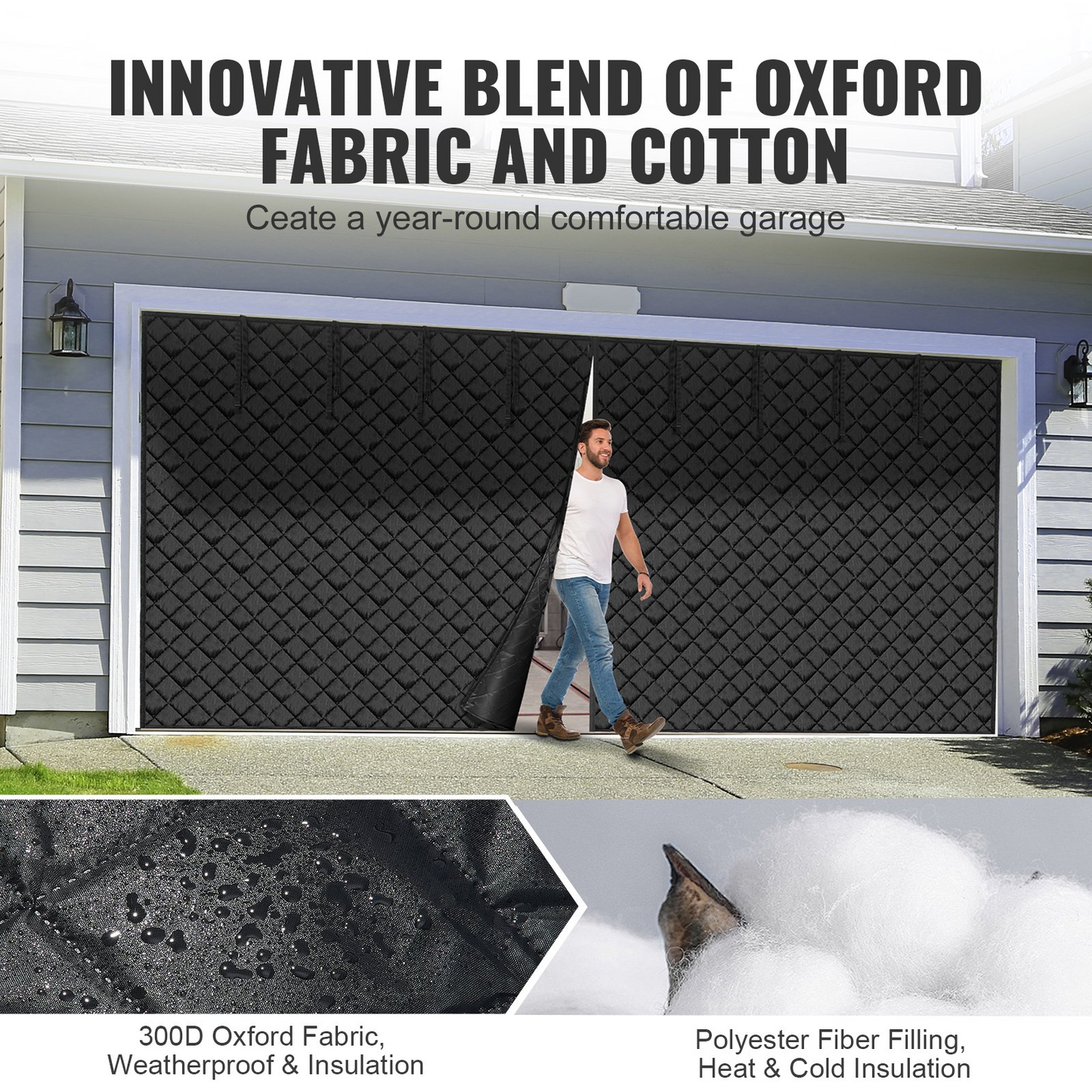 VEVOR Winter Garage Door Screen 18.3 x 7.15 ft - High-Performance Insulation Kit, Easy Installation, Magnetic Seal, Year-Round Comfort