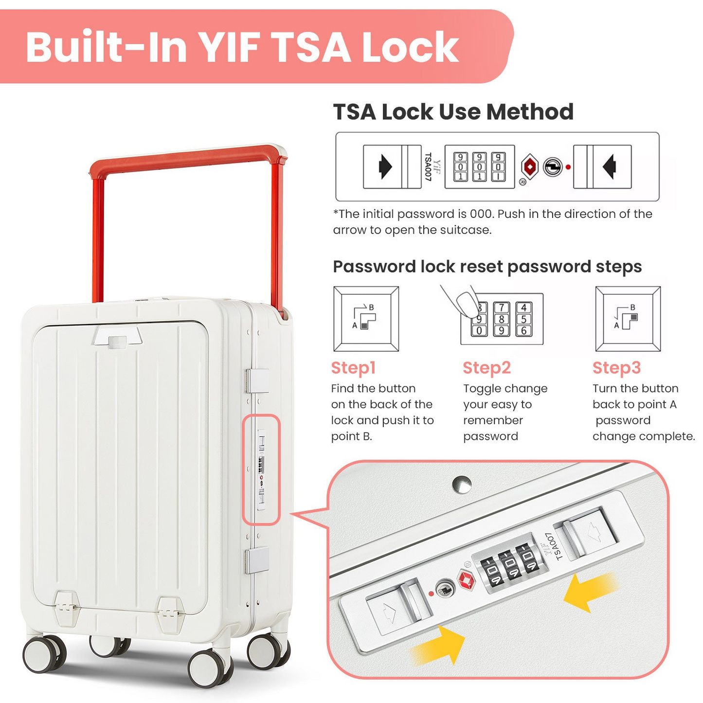 Airline-Approved 20-Inch Aluminum Frame Carry-On Luggage with Front Access, TSA Lock, and 360° Double Wheels - Perfect for Business Travel