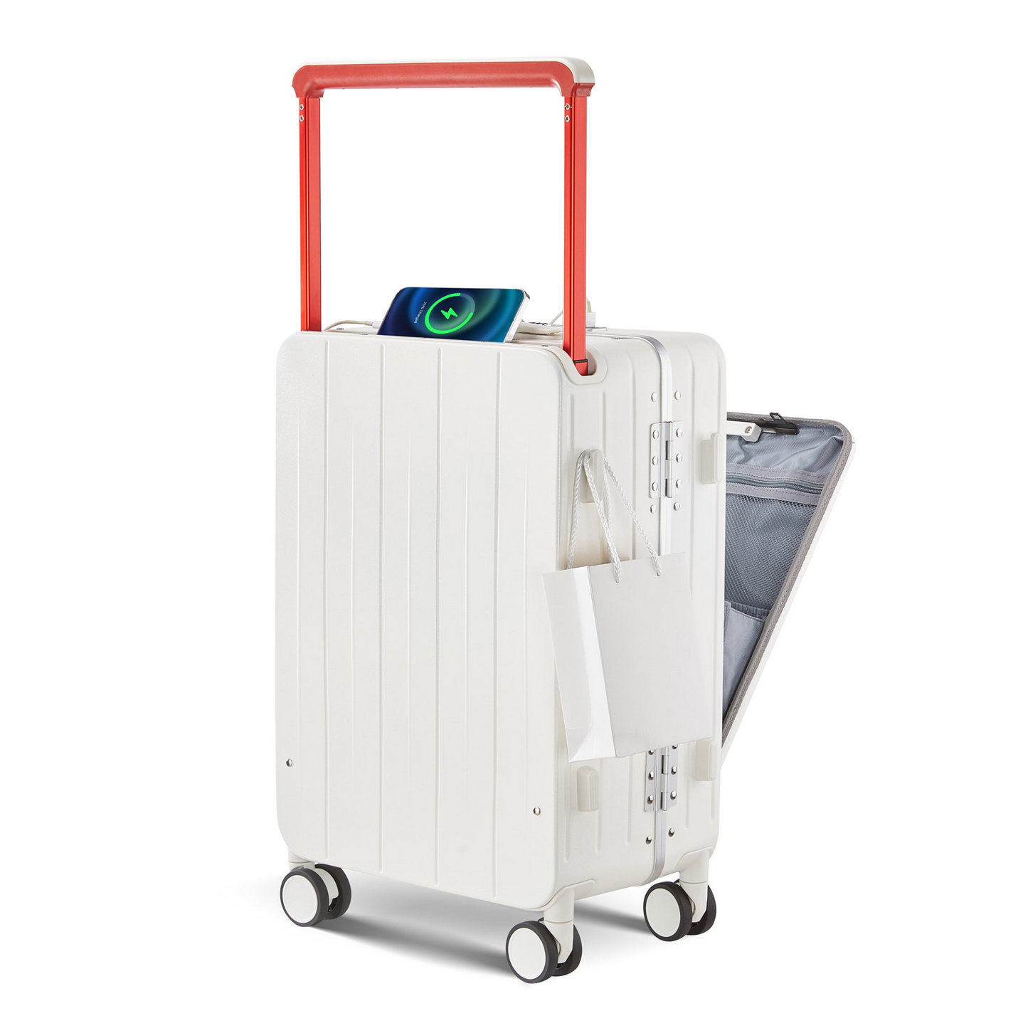 Airline-Approved 20-Inch Aluminum Frame Carry-On Luggage with Front Access, TSA Lock, and 360° Double Wheels - Perfect for Business Travel