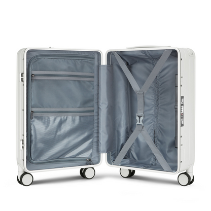 Airline-Approved 20-Inch Aluminum Frame Carry-On Luggage with Front Access, TSA Lock, and 360° Double Wheels - Perfect for Business Travel