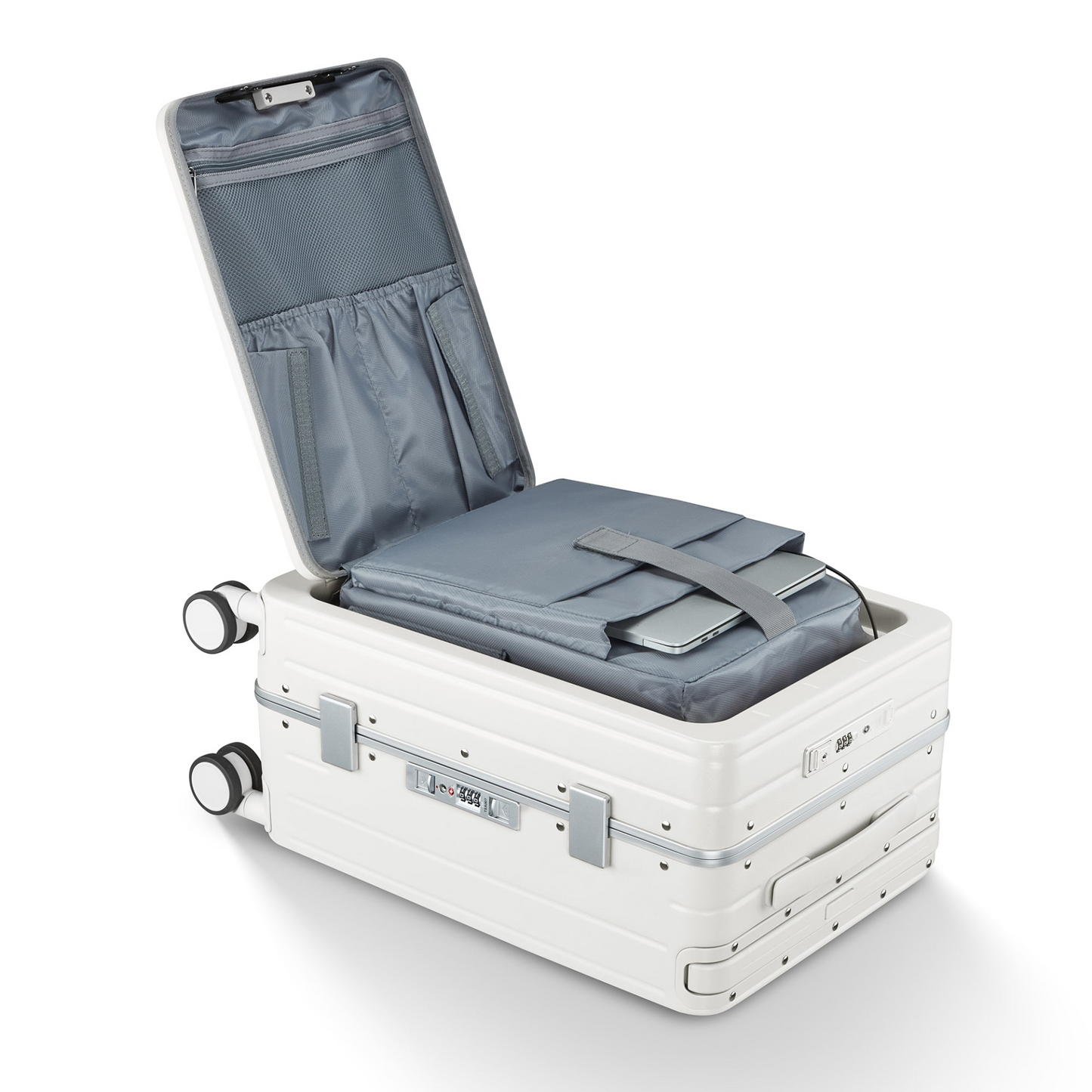 Airline-Approved 20-Inch Aluminum Frame Carry-On Luggage with Front Access, TSA Lock, and 360° Double Wheels - Perfect for Business Travel