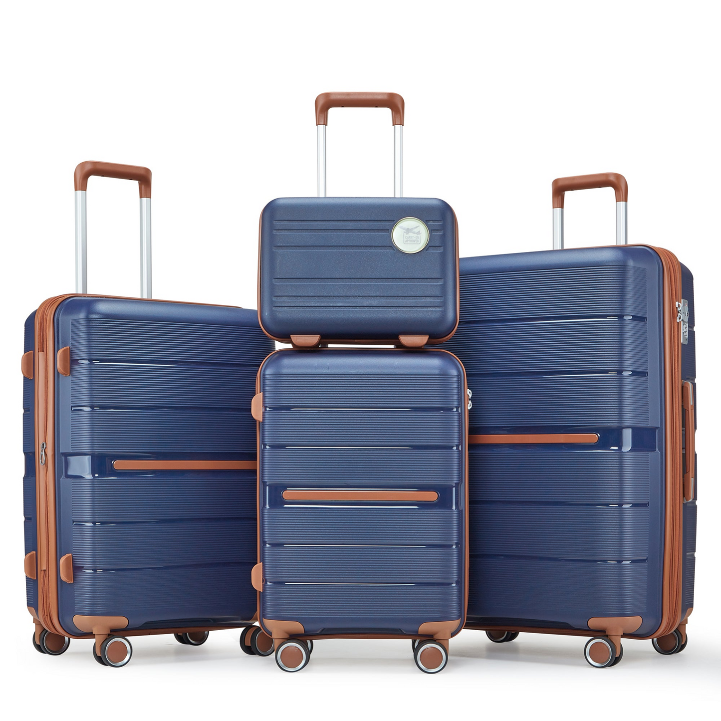 Lightweight & Durable 4 Piece Luggage Set (14/20/24/28 Inch) - Expandable PP Suitcase with TSA Lock, Spinner Wheels & Organized Interior - Blue