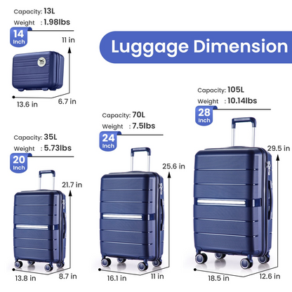 Luggage Sets 4 Piece - Lightweight, Durable, Expandable Suitcases for Travel (14/20/24/28 inch)