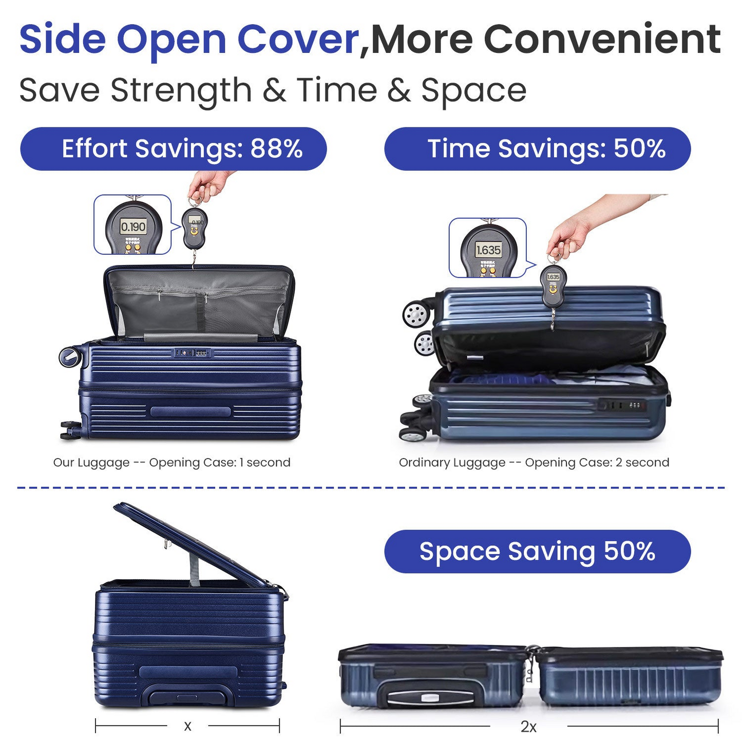 Expandable 3-Piece Luggage Set with TSA Lock - Lightweight Spinner Suitcase with Front Laptop Compartment, Carry On Airline Approved