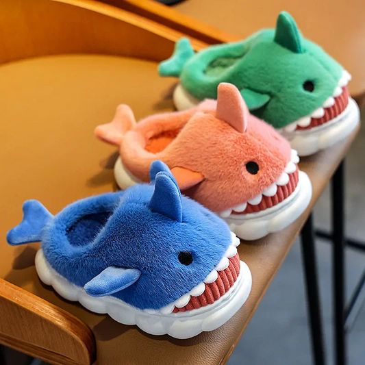 Soft Padded Multicolored Shark Slippers for Kids – Cozy, Fun, and Safe Non-Slip Footwear