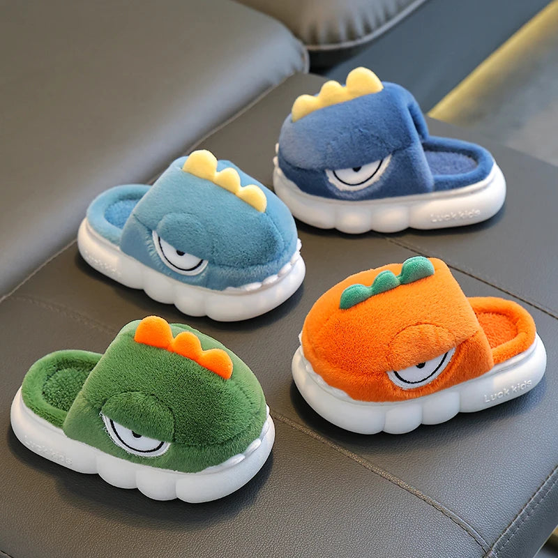 Charming Warm Dinosaur Slippers for Kids - Cozy Non-Slip Booties for Indoor Safety and Fun