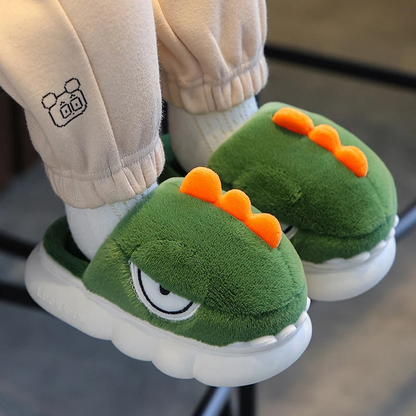 Charming Warm Dinosaur Slippers for Kids - Cozy Non-Slip Booties for Indoor Safety and Fun