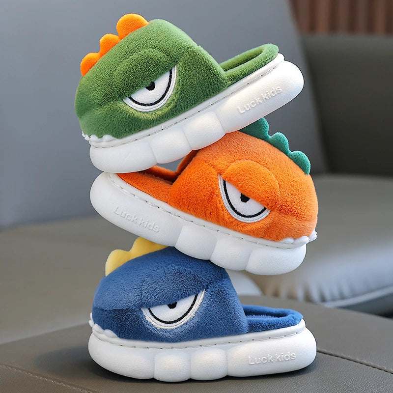 Charming Warm Dinosaur Slippers for Kids - Cozy Non-Slip Booties for Indoor Safety and Fun