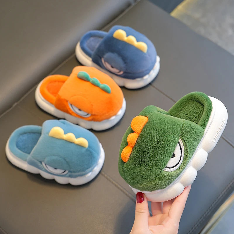 Charming Warm Dinosaur Slippers for Kids - Cozy Non-Slip Booties for Indoor Safety and Fun