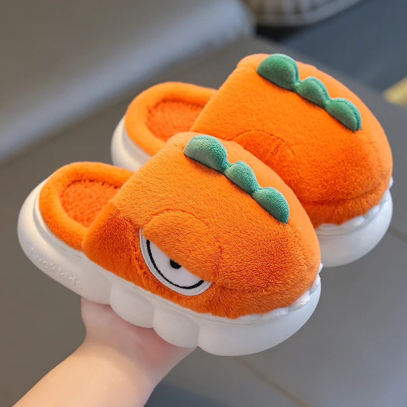 Charming Warm Dinosaur Slippers for Kids - Cozy Non-Slip Booties for Indoor Safety and Fun