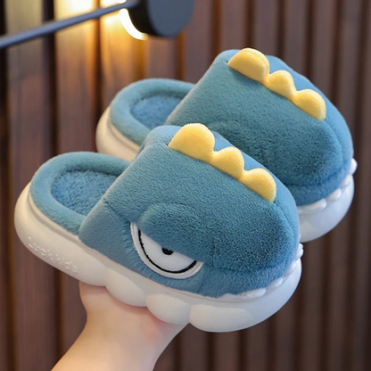 Charming Warm Dinosaur Slippers for Kids - Cozy Non-Slip Booties for Indoor Safety and Fun