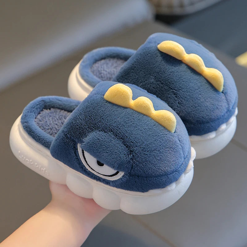 Charming Warm Dinosaur Slippers for Kids - Cozy Non-Slip Booties for Indoor Safety and Fun