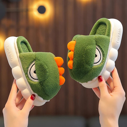 Charming Warm Dinosaur Slippers for Kids - Cozy Non-Slip Booties for Indoor Safety and Fun