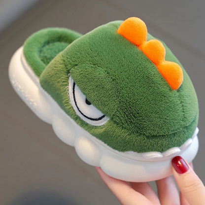 Charming Warm Dinosaur Slippers for Kids - Cozy Non-Slip Booties for Indoor Safety and Fun