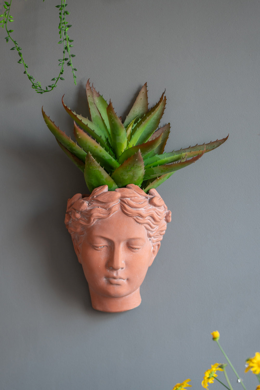 Antique-Inspired Visage Head Bust Planter, Brown - 7x5.5x9" | Elegant Home & Garden Decor