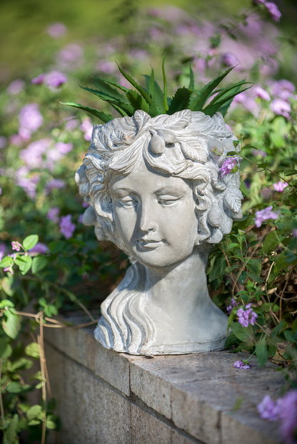 Elegant Cement Bust Wall Planter - Durable & Stylish Home Garden Decor for Indoor & Outdoor - 8" x 9" x 11.5"