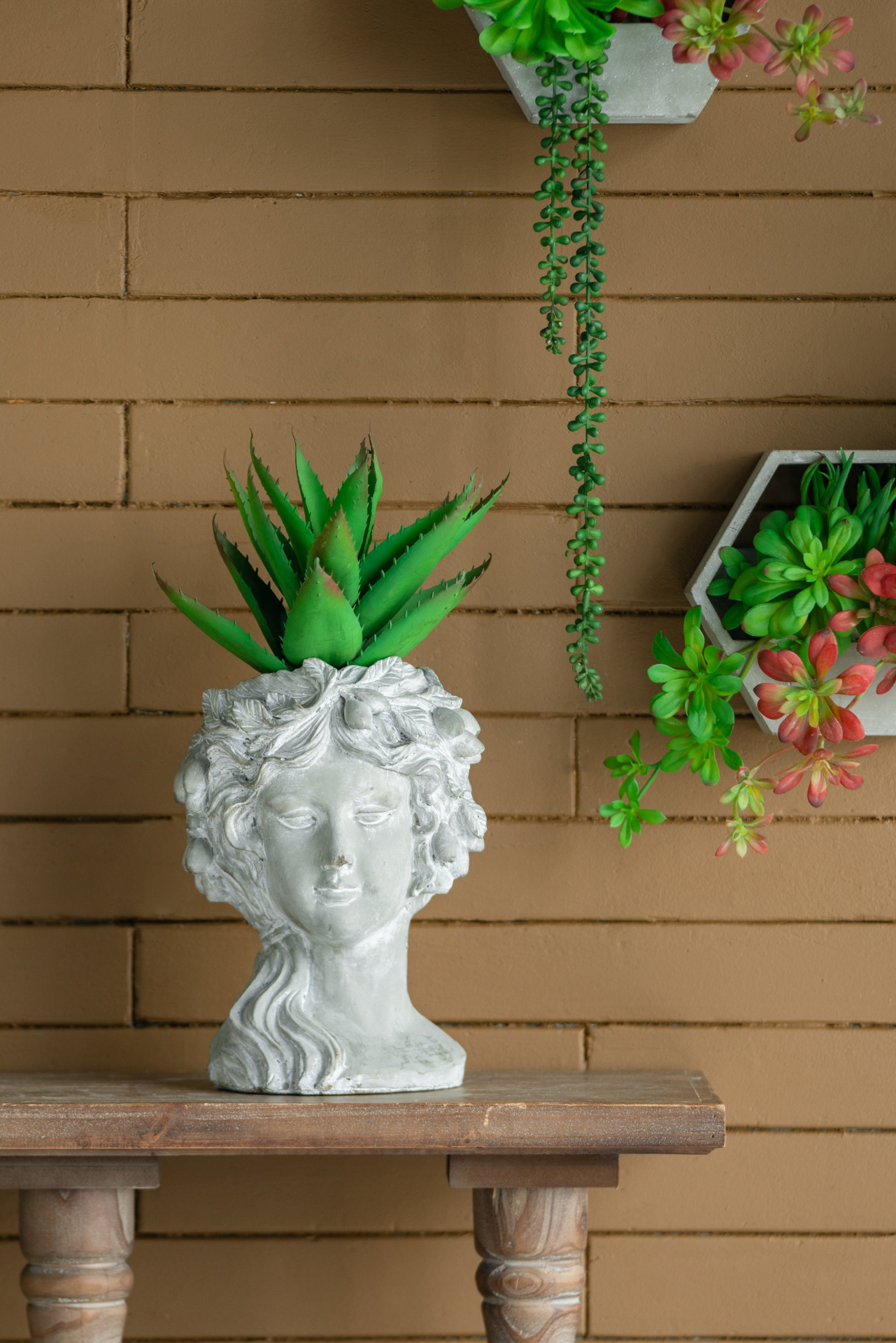 Elegant Cement Bust Wall Planter - Durable & Stylish Home Garden Decor for Indoor & Outdoor - 8" x 9" x 11.5"