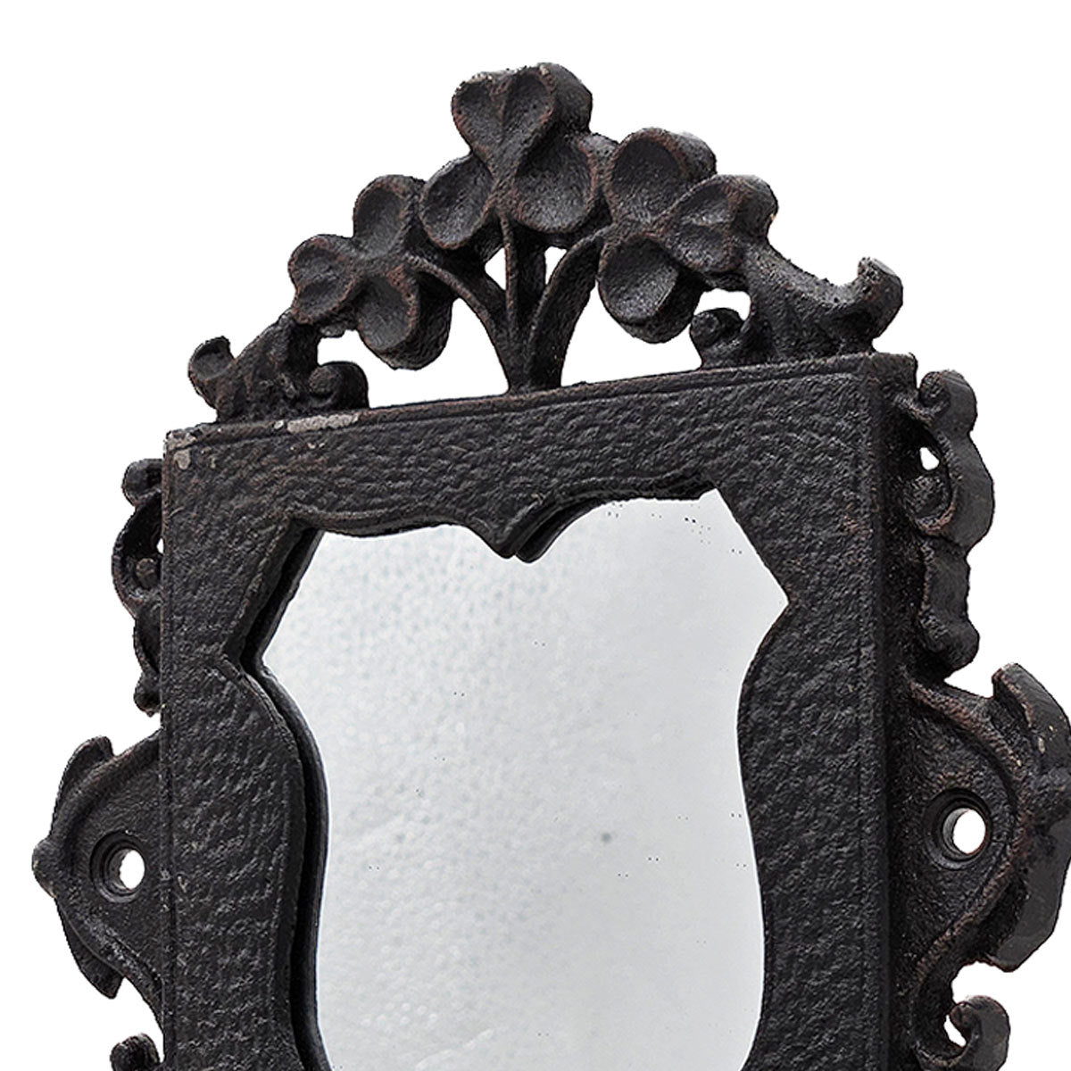 Elegant Victorian Black Cast Iron Soap Dish with Mirror - Ornate Scrollwork Design, 6.3 x 3.9 x 8.2 Inches - Perfect for Vintage Home Decor