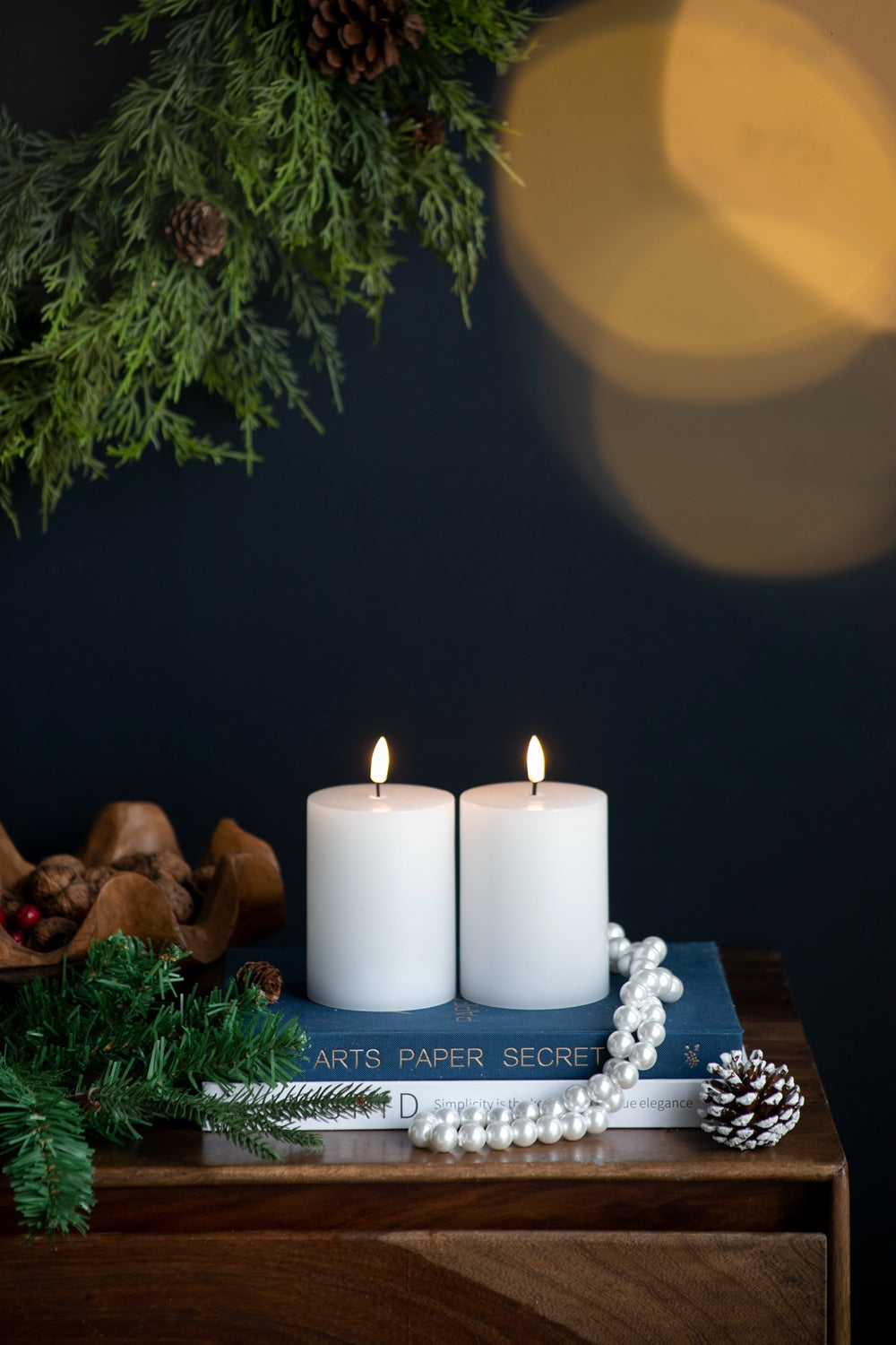 Set of 2 Real Wax White LED Candles with Wick & Remote Control Timer - 3x4 Inches | Flameless Flickering Pillar Candles for Home Decor & Gifts