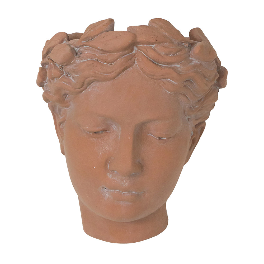 Antique-Inspired Visage Head Bust Planter, Brown - 7x5.5x9" | Elegant Home & Garden Decor