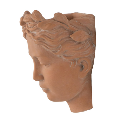 Antique-Inspired Visage Head Bust Planter, Brown - 7x5.5x9" | Elegant Home & Garden Decor