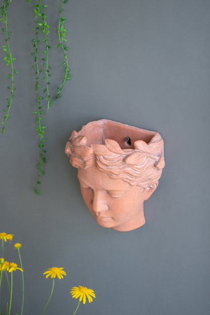 Antique-Inspired Visage Head Bust Planter, Brown - 7x5.5x9" | Elegant Home & Garden Decor