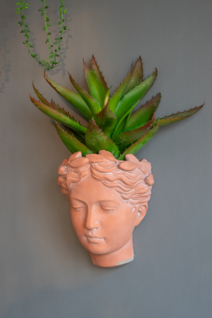 Antique-Inspired Visage Head Bust Planter, Brown - 7x5.5x9" | Elegant Home & Garden Decor