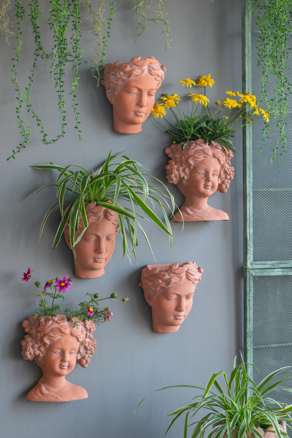 Antique-Inspired Visage Head Bust Planter, Brown - 7x5.5x9" | Elegant Home & Garden Decor