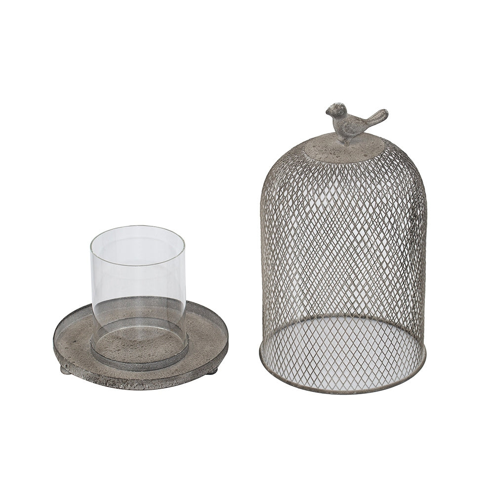 Charming Set of 2 Ophira Sparrow Antique Gray Mesh Candle Holders - Elegant Home Décor Accents, Ideal for Living Room, Bedroom & More - L: D8.5x13" & S: D7x10"