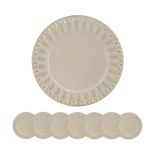 Elegant Cream 14-Inch Charger Plates, 8 Pack - Perfect for Weddings, Parties & Events