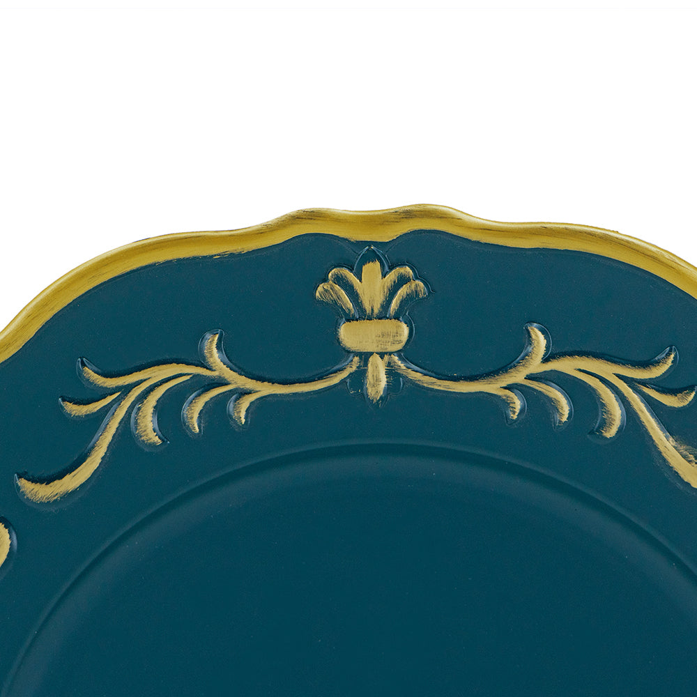 8 Pack 13" Plastic Charger Plates - Premium Quality Blue & Gold Dining Tableware for Weddings, Parties, and Events