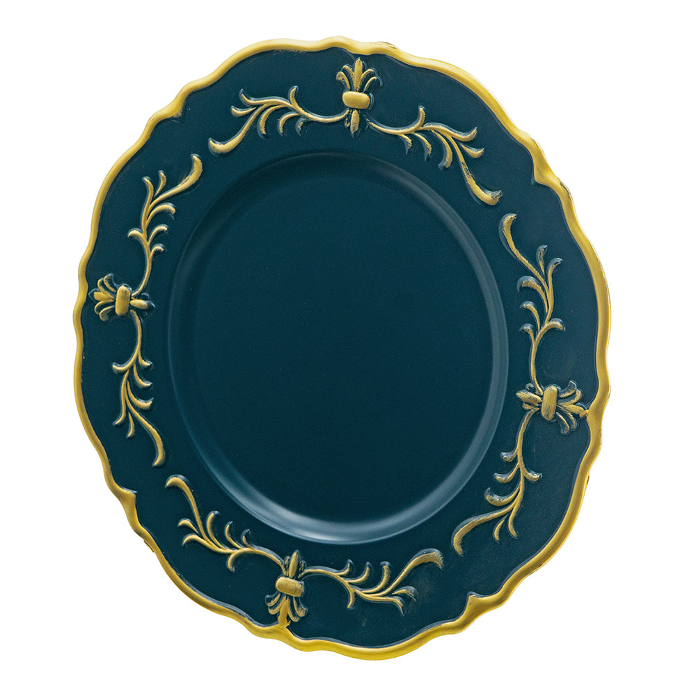 8 Pack 13" Plastic Charger Plates - Premium Quality Blue & Gold Dining Tableware for Weddings, Parties, and Events