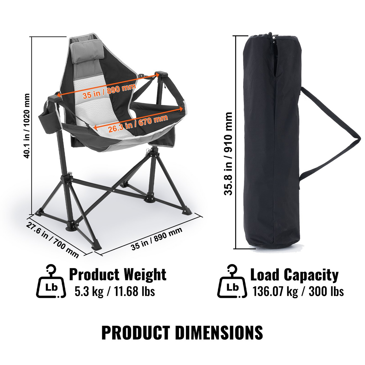 Portable Camping Hammock Chair - 300 lbs Capacity, Lightweight & Breathable, Perfect for Outdoor Adventures