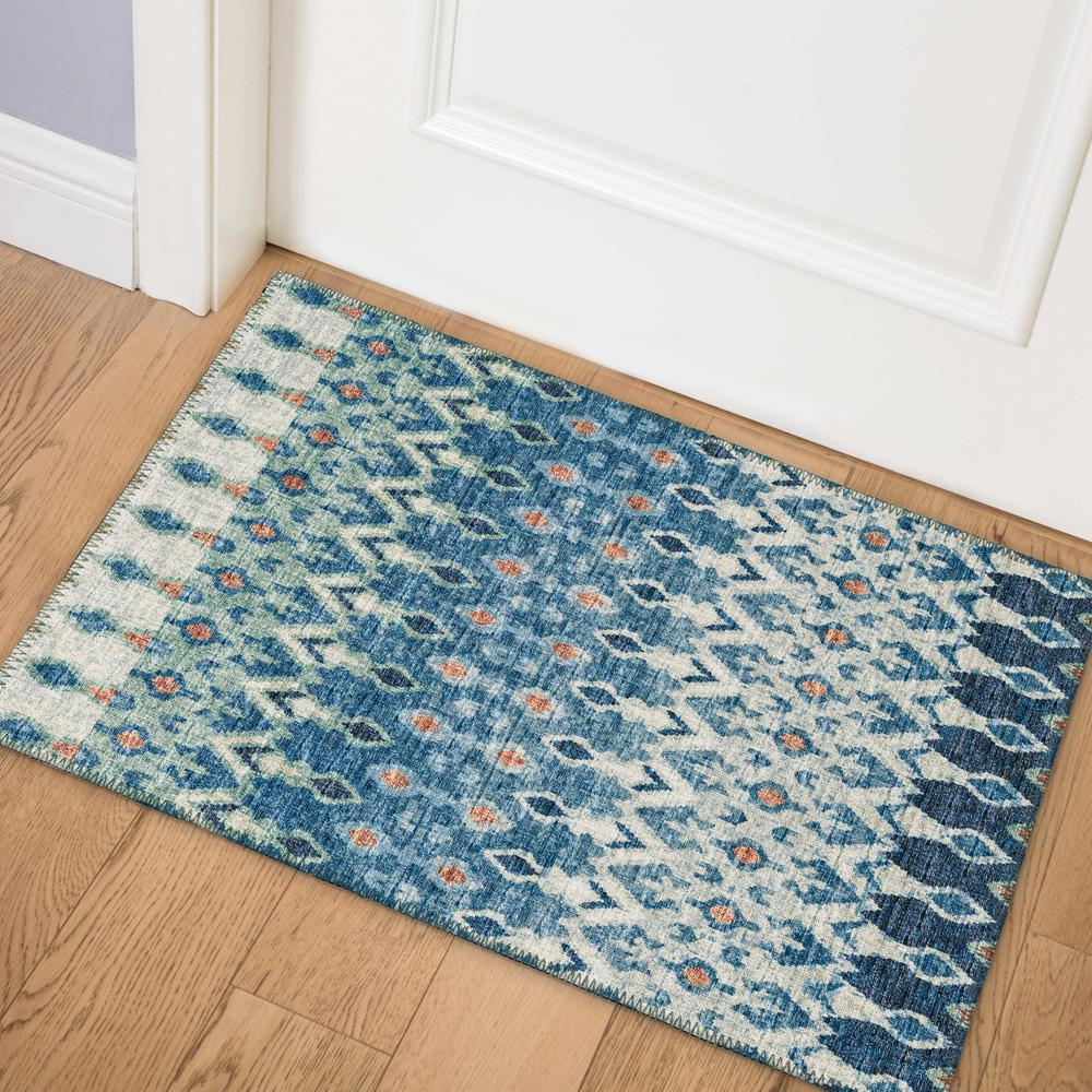 Bravado Seaglass Ikat Accent Rug 1'8" x 2'6" - Stylish, Durable, Pet-Friendly, and Easy to Clean