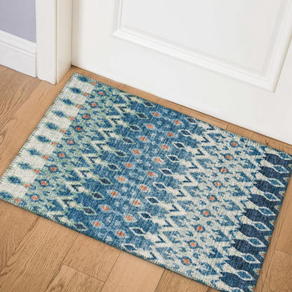 Bravado Seaglass Ikat Accent Rug 1'8" x 2'6" - Stylish, Durable, Pet-Friendly, and Easy to Clean