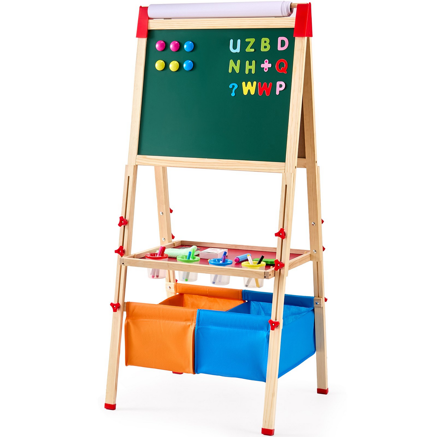 VEVOR 3-in-1 Kids Art Easel | Double-Sided Wooden Easel with Magnetic Whiteboard & Chalkboard | Adjustable Height, Non-Slip Feet, Easy Cleanup | Perfect Gift for Ages 3-14