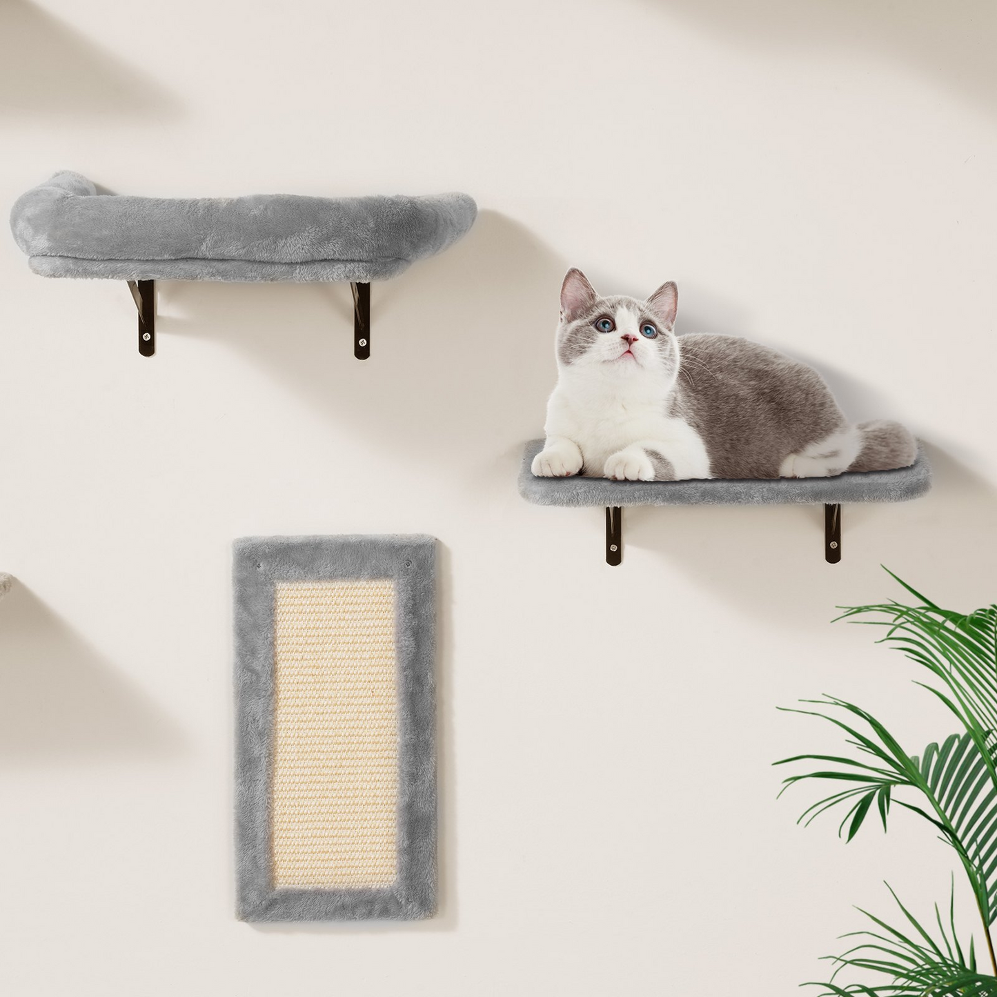 VEVOR Wall Mounted Cat Shelves Tree Set - 6-Piece Cat Activity Furniture with Hammock, Sofa, and Grip - Durable, Space-Saving Playground for Cats