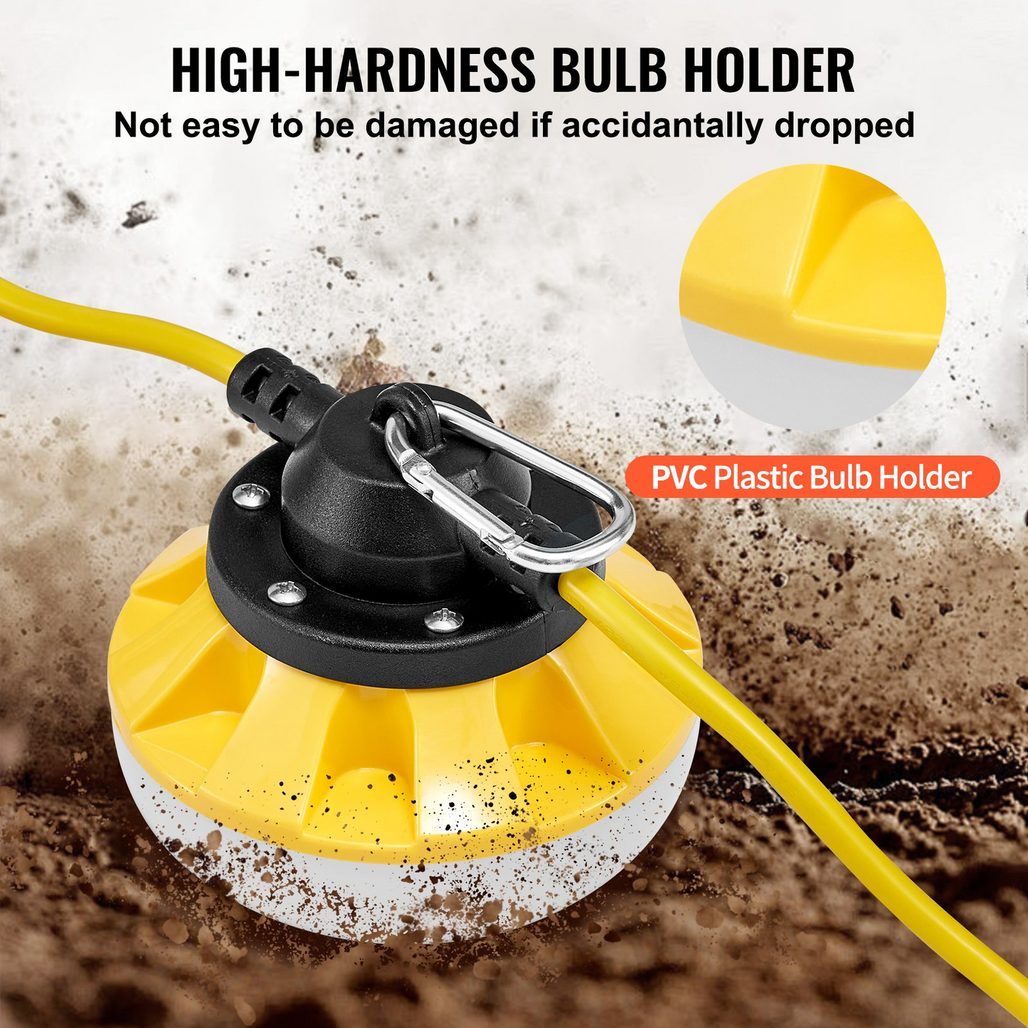 VEVOR 50FT LED Construction String Lights - 50W, 5000 Lumens, Connectable, Waterproof Work Lights for Outdoor Projects, Energy Efficient, Weather Resistant, Easy Installation