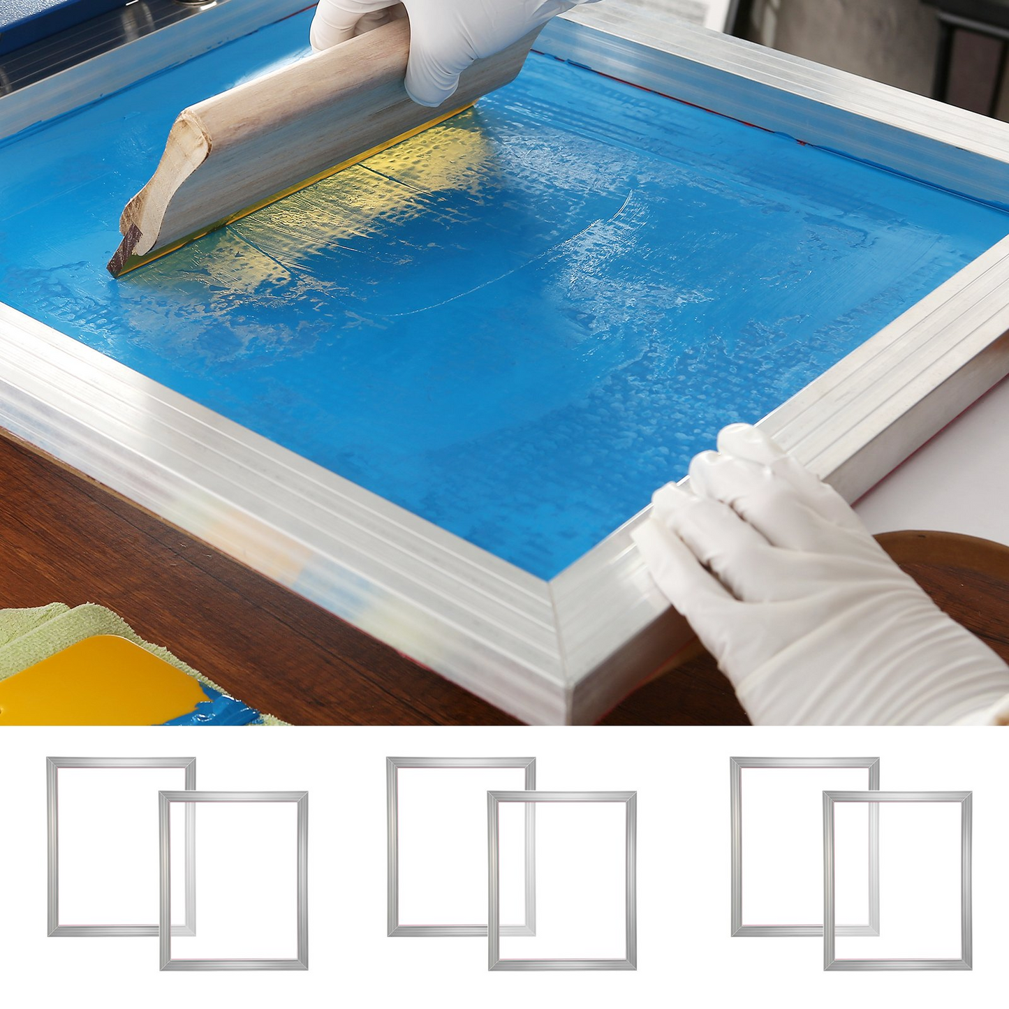 VEVOR Screen Printing Kit - 6 Aluminum Frames with High Tension Nylon Mesh for Professional Screen Printing Projects