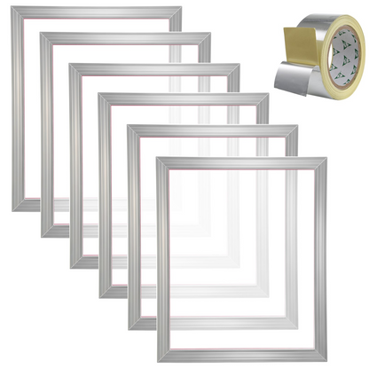 VEVOR Screen Printing Kit - 6 Aluminum Frames with High Tension Nylon Mesh for Professional Screen Printing Projects