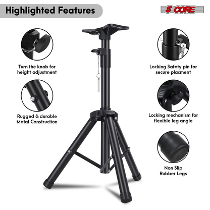 5Core Adjustable Speaker Stand Tripod - 36 Inch Tall DJ Pole Mount Studio Monitor Stands, Heavy Duty, Anti-Slip, Universal Compatibility